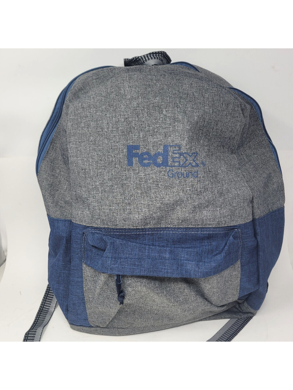 FedEx Ground Employee Backpack Gray Heather Navy Colorblock Logo Bag Daypack
